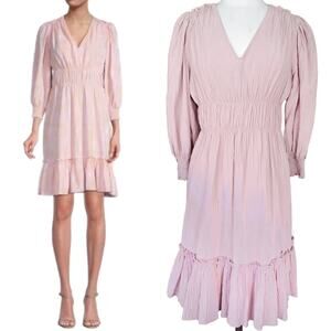 Calvin Klein Tiered Gauzy Smocked Dress Size 8 Dusty Rose